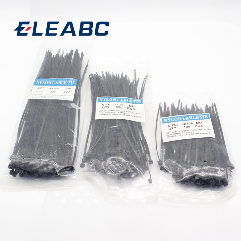 300 Pcs Nylon Cable Self-locking Plastic Wire Zip Ties Set 3*100 3*150 4*200 MRO & Industrial Supply Fasteners & Hardware Cable