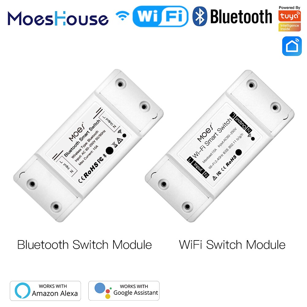 Mouehouse DIY Bluetooth Wi-Fi Smart Light Switch  Timer Smart Life APP Wireless Remote Control Works with Alexa Google Home