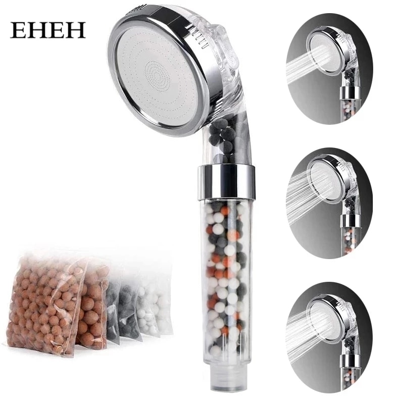 EHEH New Arrival 3 Modes SPA Shower Head High Pressure Saving Water Shower Nozzle Premium Bathroom Water Filter 4 Types