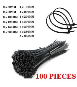 Self-locking plastic nylon cable tie 100 pieces black 5x300 cable tie fastening ring 3x200 industrial cable tie cable tie set