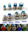 12/16/19/22mm Waterproof Metal Push Button Switch LED Light Momentary Latching Car Engine Power Switch 5V 12V 24V 220V Red Blue