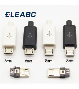 10pcs Micro USB 5PIN Welding Type Male Plug Connectors Charger 5P USB Tail Charging Socket 4 in 1 White Black