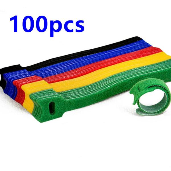 5X150 200 300 8X350 400 500 600mm Nylon Releasable Cable Ties 100pcs  Colored Plastics Self-locking Reusable Loop Wrap Zip Bundle