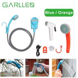 GARLLEN Handheld USB Rechargeable Shower Nozzles Kit Portable Shower Head Outdoor Camping Bathing Shower Set With Hook Pump Hose