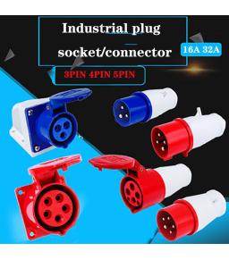 Industrial plug and socket waterproof connector 3PIN 4PIN 5PIN 16A/32A IP44 waterproof electrical connection wall mount socket