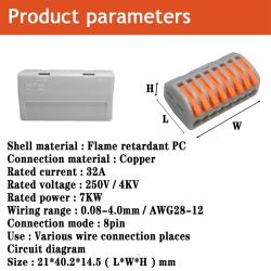 1/3/5/10 pcs/bag 222 Pin-212-218 Mini Fast Wire Connectors Universal  Compact Wiring Connector Push-in Terminal Block 2-8P