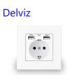 Delviz Wall USB Power Socket, Many New style Panel, Bedroom socket,AC 110V-250V 16A Wall Embedded, Double usb EU Standard Outlet